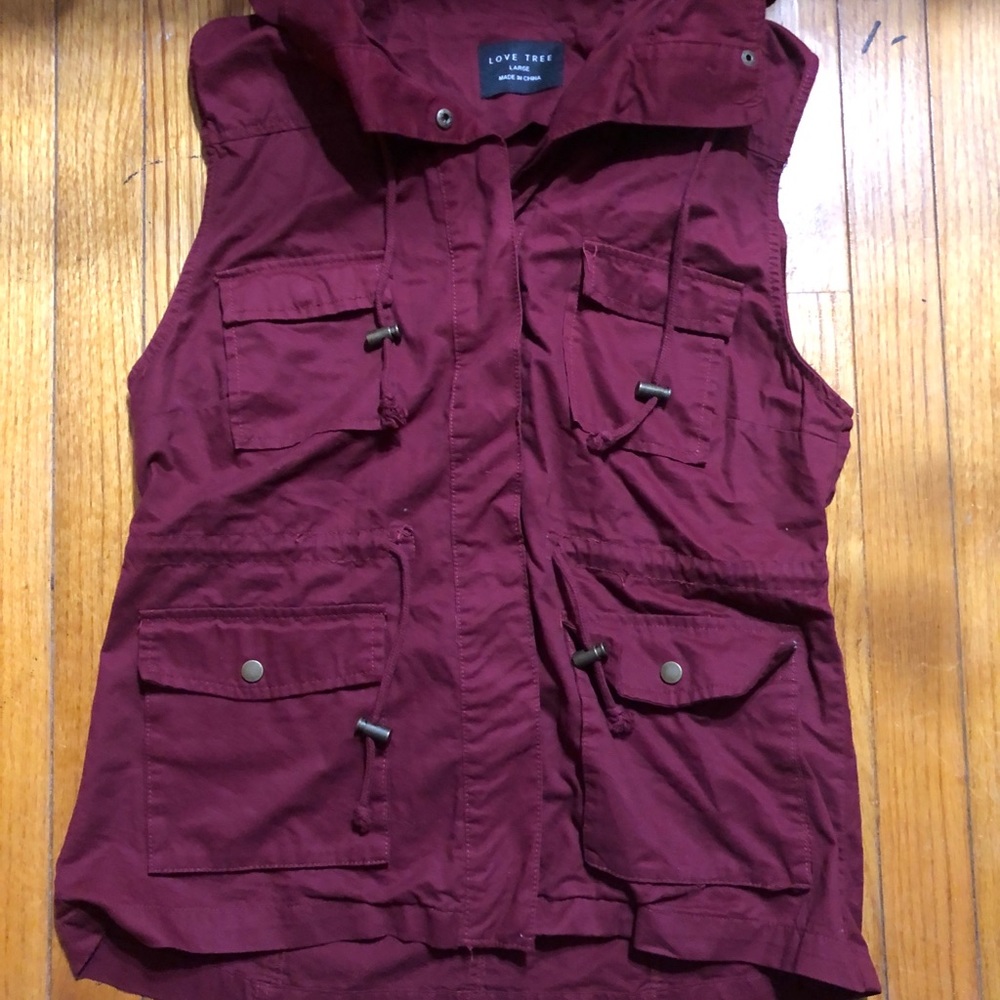 Love Tree Maroon Vest w/ Hood